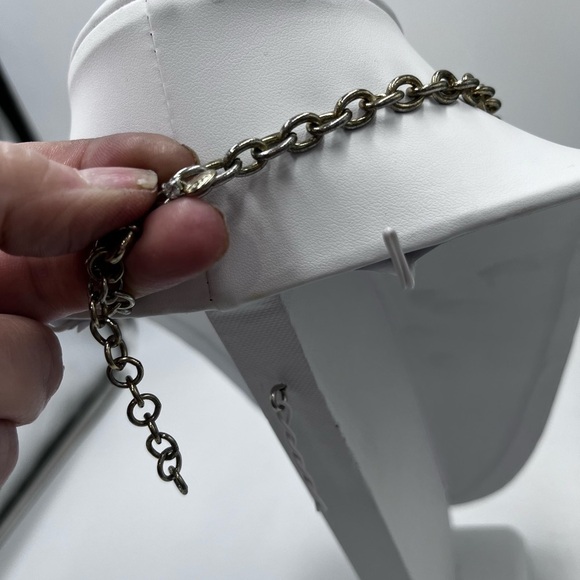 J. Crew Navy Blue and Clear Rhinestone Triple Fan Statement Bib Necklace - Picture 14 of 16